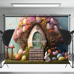 Lofaris Rabbit Egg Cute House Easter Backdrop For Photograph