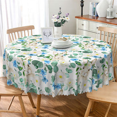 Lofaris Rabbit Flower Leaves Patterns Circle Tablecloth