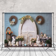 Lofaris Rabbit Wall Egg Door Plant Easter Photo Backdrop