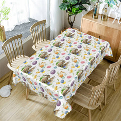 Lofaris Rabbits Chicks Eggs Repeat Easter Kitchen Tablecloth