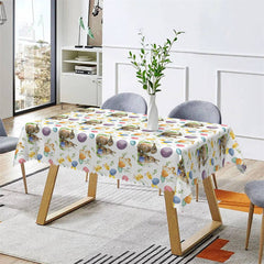 Lofaris Rabbits Chicks Eggs Repeat Easter Kitchen Tablecloth