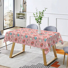 Lofaris Rabbits Eggs Flowers Repeat Rectangle Easter Tablecloth