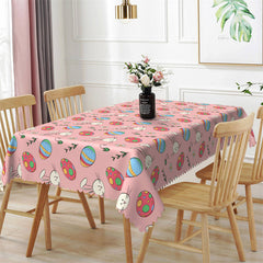 Lofaris Rabbits Eggs Flowers Repeat Rectangle Easter Tablecloth