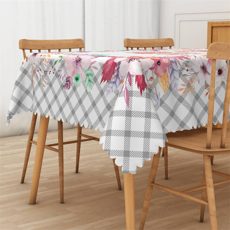 Checkered Polyester Table Skirt for Kitchen Decor - Lofaris