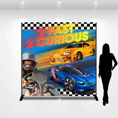 Lofaris Racing Car Fast Curious Custom 2nd Birthday Backdrop