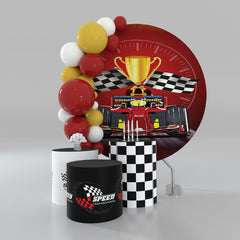 Lofaris Racing Car Theme Red Circle Backdrop Kit For Birthday