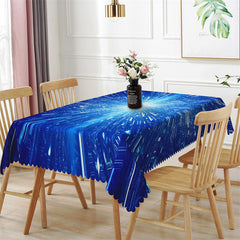 Lofaris Radiating Light Spots Blue Rectangle Tablecloth