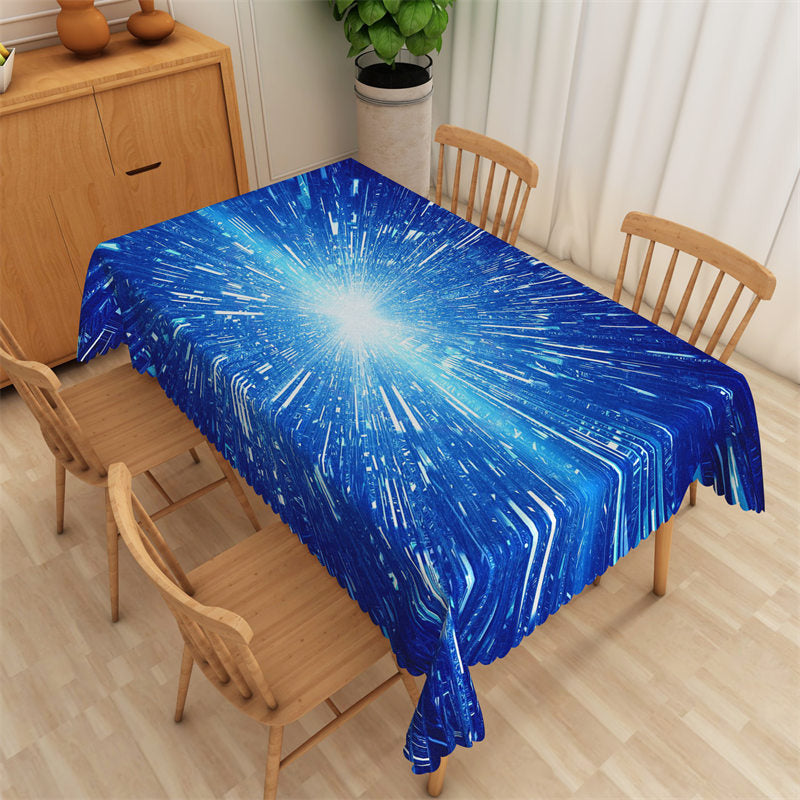 Lofaris Radiating Light Spots Blue Rectangle Tablecloth