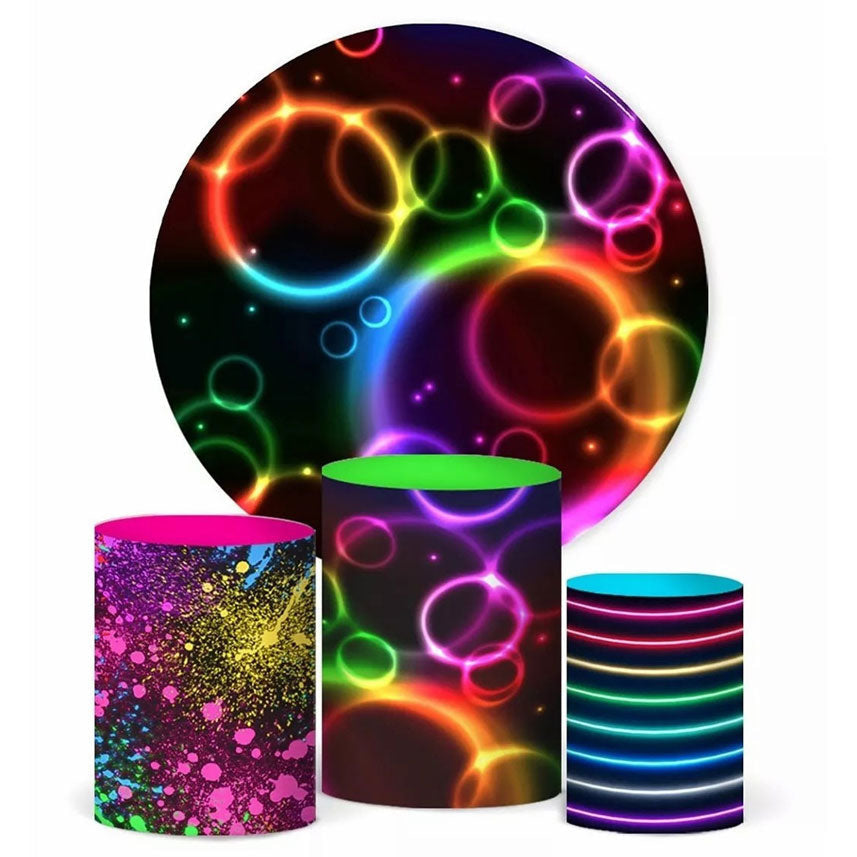 Lofaris Rainbow Aperture Graffiti Party Round Backdrop Kit