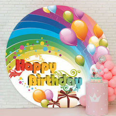 Lofaris Rainbow Balloon Round Backdrop For Birthday Party