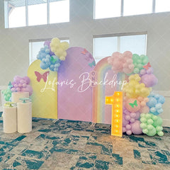 Lofaris Rainbow Birthday Purple Arch Backdrop Kit