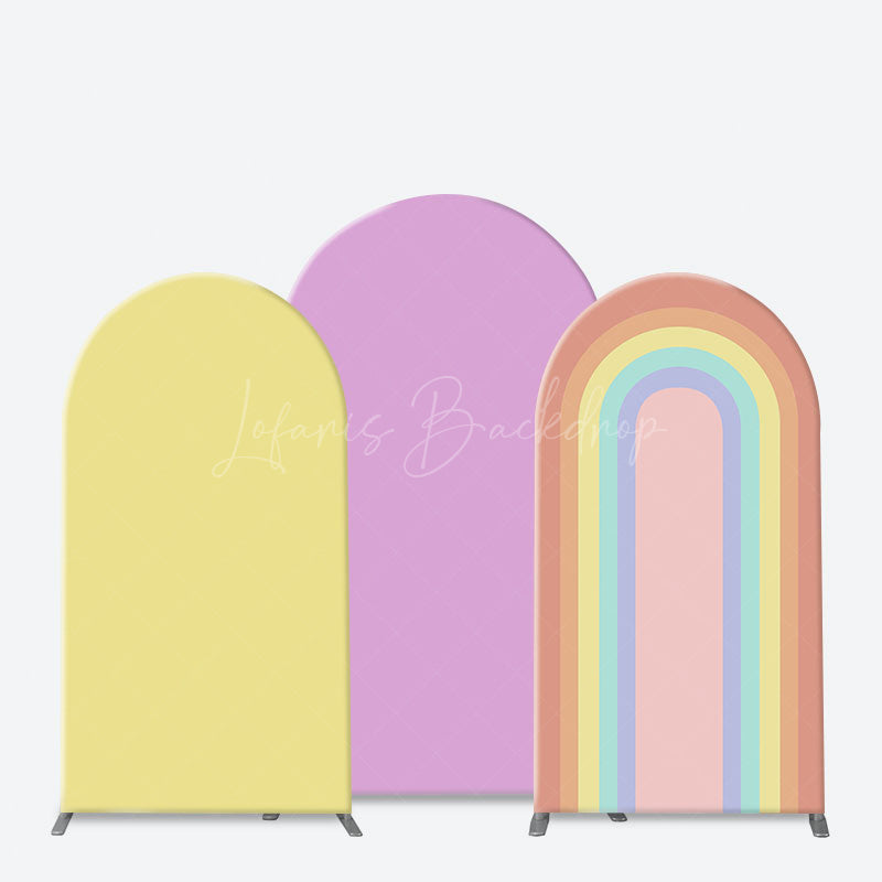 Lofaris Rainbow Birthday Purple Arch Backdrop Kit