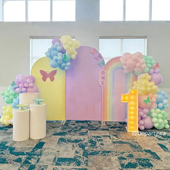 Lofaris Rainbow Birthday Purple Arch Backdrop Kit