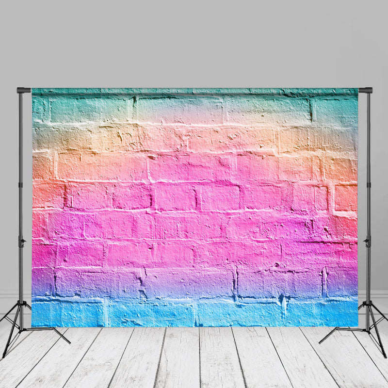 Lofaris Rainbow Candy Pastel Brick Wall Portrait Backdrop