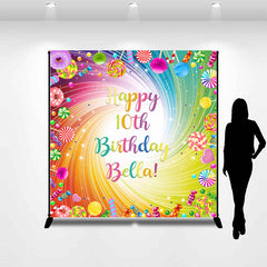 Lofaris Rainbow Candy Personalized 10th Birthday Backdrop