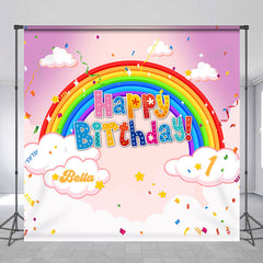 Lofaris Rainbow Cloud Personalized Backdrop For 1st Birthday