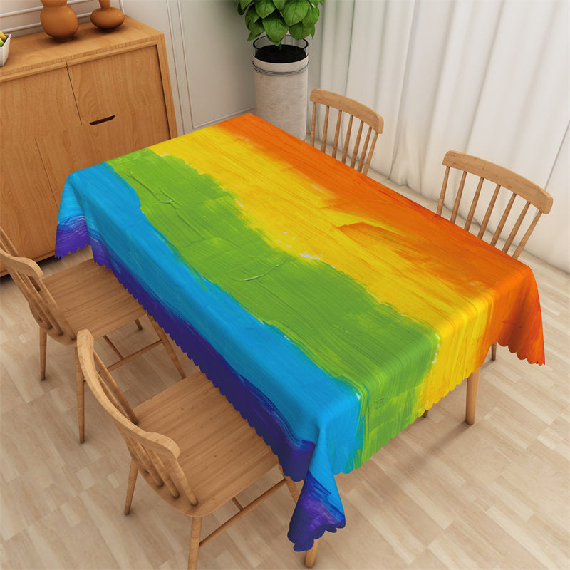 Lofaris Rainbow Color Brush Painting Tablecloth For Home Decor