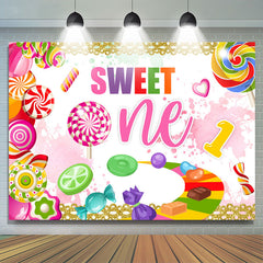 Lofaris Rainbow Color Candies Glitter 1st Birthday Backdrop