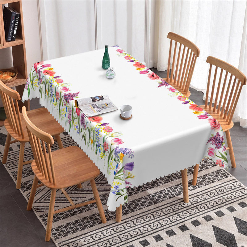 Lofaris Rainbow Color Flowers Boho Tablecloth For Kitchen Decor