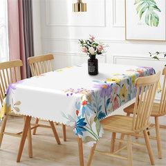 Lofaris Rainbow Color Flowers Spring Tablecloth For Kitchen