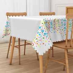 Lofaris Rainbow Color Ribbons White Tablecloth For Kitchen