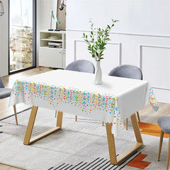 Lofaris Rainbow Color Ribbons White Tablecloth For Kitchen