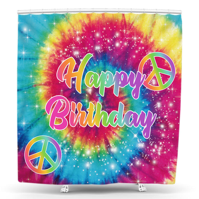 Lofaris Rainbow Color Spiral Painting Birthday Shower Curtain