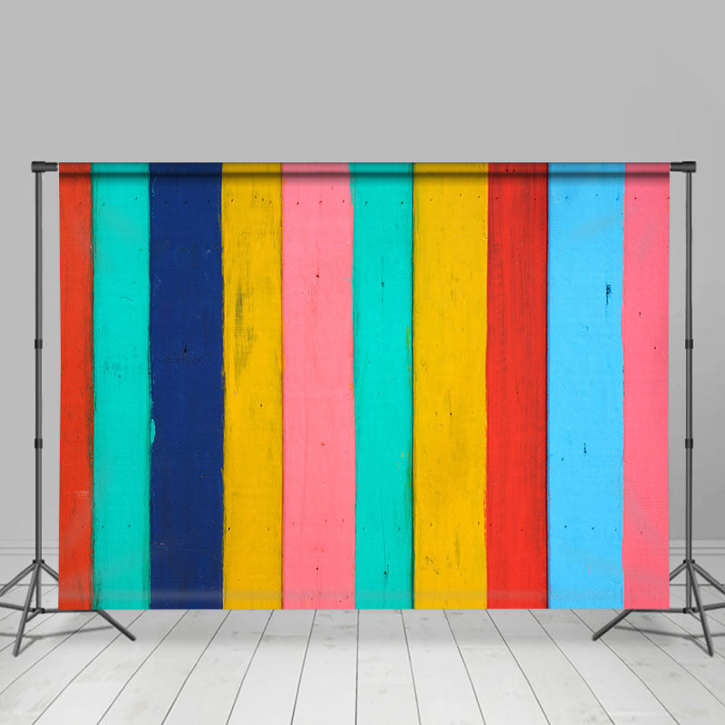 Rainbow Color Wood Wall Backdrop For Photography - Lofaris