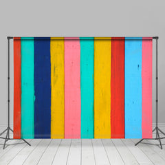 Lofaris Rainbow Color Wood Wall Backdrop For Photography