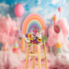 Lofaris Rainbow Colorful Candyland Cloud Cake Smash Backdrop