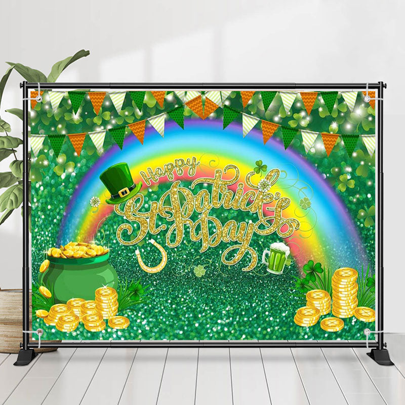 Lofaris Rainbow Colorful Flag Bokeh St Patricks Day Backdrop