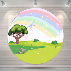 Lofaris Rainbow Fairy Grassland Round Backdrop For Party Decor