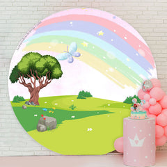 Lofaris Rainbow Fairy Grassland Round Backdrop For Party Decor