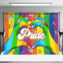 Lofaris Rainbow Hand Groovy Stripes Pride Month Backdrop