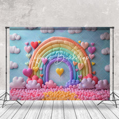 Lofaris Rainbow Heart Balloon Cloud Caks Smash Photo Backdrop