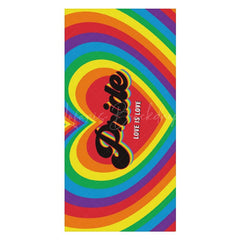 Lofaris Rainbow Heart Love Is Pride Month Beach Towel