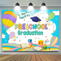 Lofaris Rainbow Hot Air Balloon Preschool Grad Backdrop