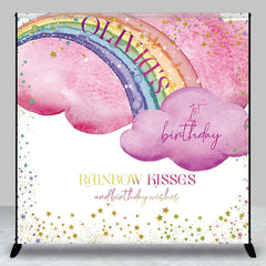 Lofaris Rainbow Kisses Stars Clouds Custom Birthday Backdrop