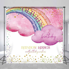 Lofaris Rainbow Kisses Stars Clouds Custom Birthday Backdrop