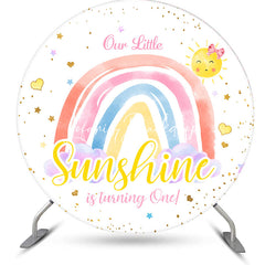 Lofaris Rainbow Little Sunshine Round 1st Birthday Backdrop