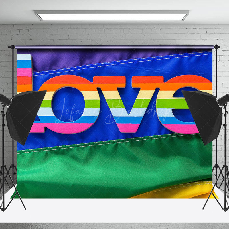 Lofaris Rainbow Love Lgbt Flag Stripes Pride Month Backdrop