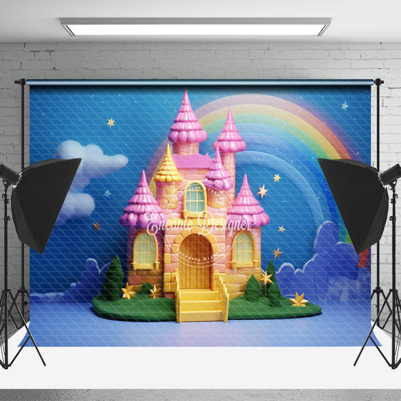 Lofaris Rainbow Night Cloud Castle Backdrop For Cake Smash