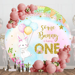 Lofaris Rainbow Rabbit Balloon Round 1St Birthday Backdrop