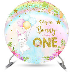 Lofaris Rainbow Rabbit Balloon Round 1St Birthday Backdrop