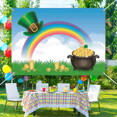 Lofaris Rainbow Sky Hat Gold Coins St Patricks Day Backdrop