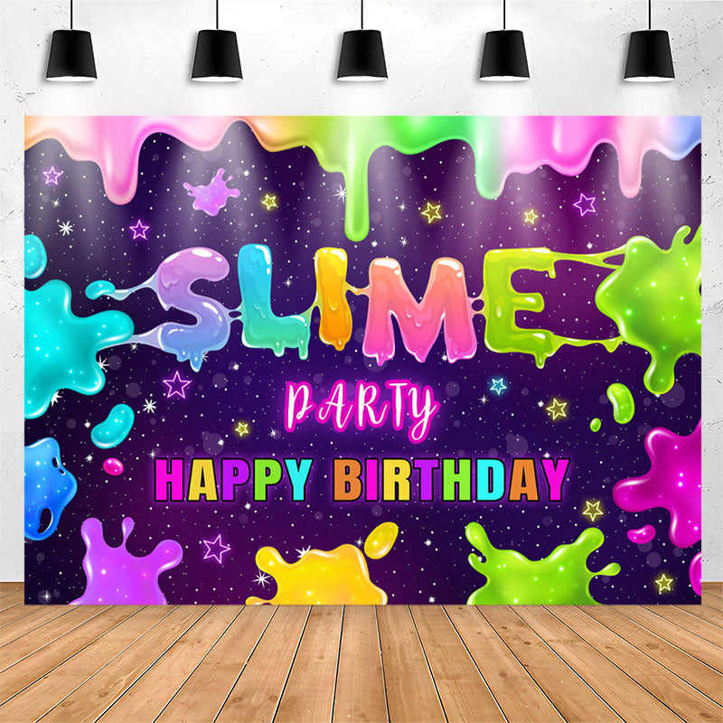 Slime Birthday Party Decorations Backdrop Colorful Slime Happy Birthday  Banner Photo Background for Kids Paint Art Party Slime Birthday Baby Shower  Neon Glow Party Supplies 