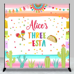 Lofaris Rainbow Stripe Fiesta Custom 3rd Birthday Backdrop