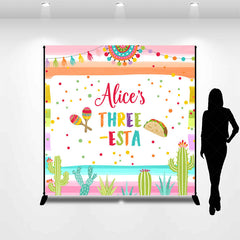 Lofaris Rainbow Stripe Fiesta Custom 3rd Birthday Backdrop