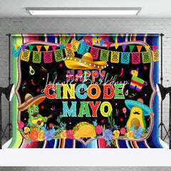 Lofaris Rainbow Stripe Flags Floral Cinco De Mayo Backdrop