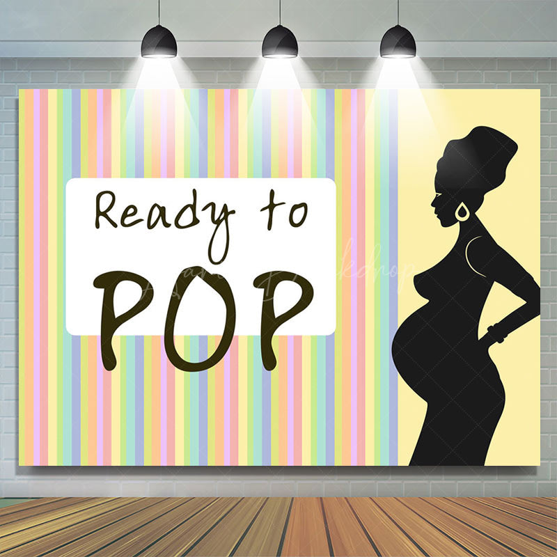 Lofaris Rainbow Stripe Ready To Pop Baby Shower Backdrop